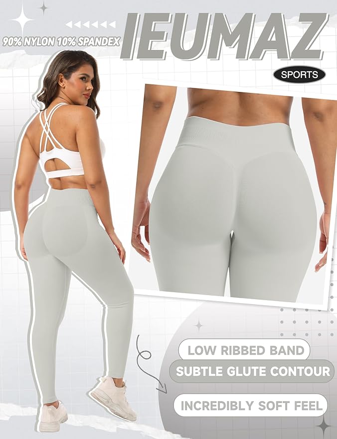 Scrunch Butt Lifting Leggings for Women Gym Seamless Workout Leggings Mid Low Waist Tummy Control Yoga Pants