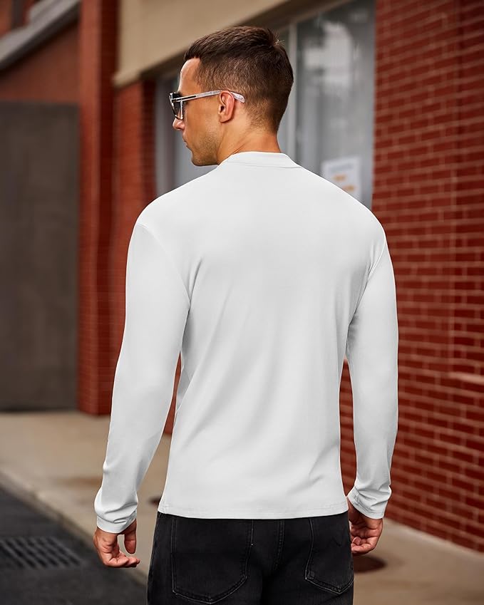 Mens Casual Mock Turtleneck Long Sleeve Basic Lightweight Slim Fit Pullover Tops Ribbed Thermal Undershirts