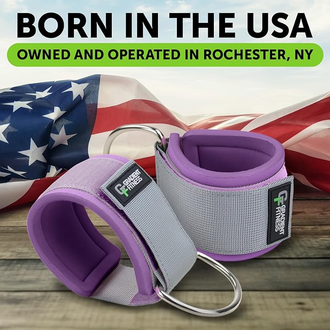 Gradient Fitness Ankle Straps (2 Pack) | Ankle Strap for Cable Machine, Ankle Bands for Working Out, Cable Ankle Strap