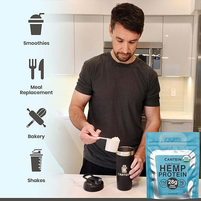 Organic Hemp Protein Powder, Plant Based and Vegan Protein Shake, Lactose and Dairy Free, Gluten Free, Clean and Natural- Unflavored (1 Serving)