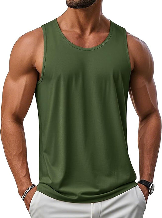 MAGCOMSEN Men's UPF 50+ Tank Top Gym Workout Sleeveless Muscle Shirts Sun Protection Cut Off Shirts Summer Sleeveless T Shirt