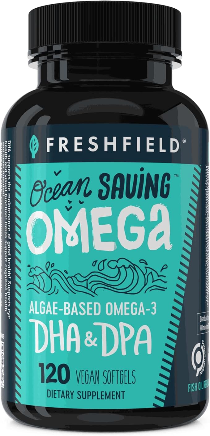 Ocean Saving Omega, Algae Omega 3, DHA Supplement, 4-Month Supply, Sustainably Sourced, Highest Levels of DHA per Capsule (440 mg), w/DPA