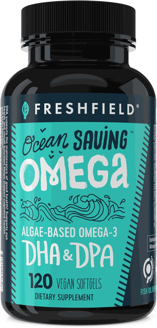 Ocean Saving Omega, Algae Omega 3, DHA Supplement, 4-Month Supply, Sustainably Sourced, Highest Levels of DHA per Capsule (440 mg), w/DPA