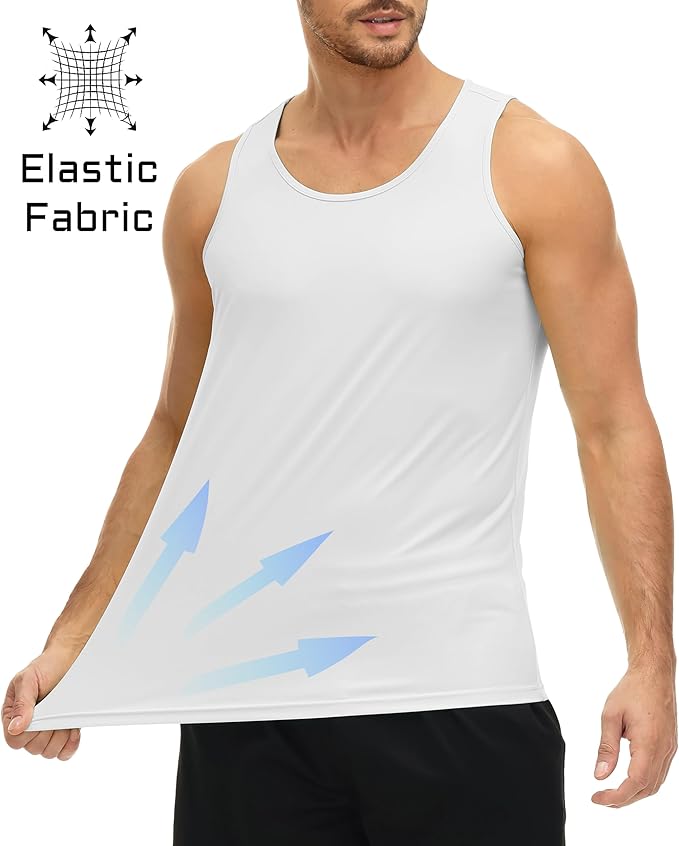 MAGCOMSEN Men's UPF 50+ Tank Top Quick Dry Summer Workout Muscle Sleeveless Shirts for Swim Beach Bodybuilding