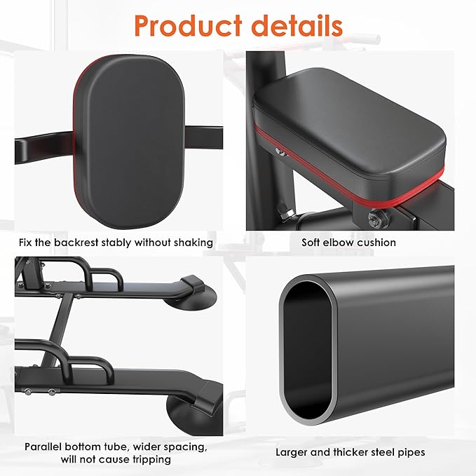 soges Power Tower Pull Up Bar Station, Dip Station for Home Gym, Height Adjustable Heavy Duty Strength Home Training Fitness Workout Equipment