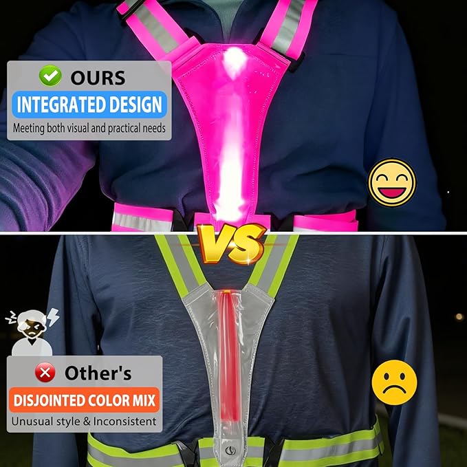 Simket Led Reflective Vest Running Gear, High Visibility Reflective Running Gear Rechargeable Adjustable Led Running Vest, Safety Night Running Gear for Men Women