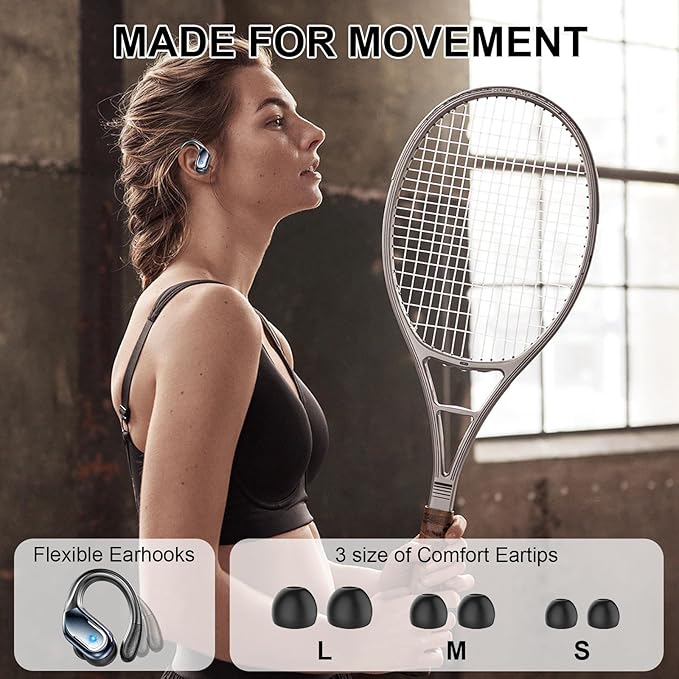 Ltinist Wireless Earbuds, 75hrs Bluetooth 5.4 Headphone Sport, 2025 Bluetooth Earbuds Deep Bass Over Ear Buds with Earhooks, ENC Noise Cancelling Earphone Mic, IPX8 Waterproof for Workout/Running/Gym