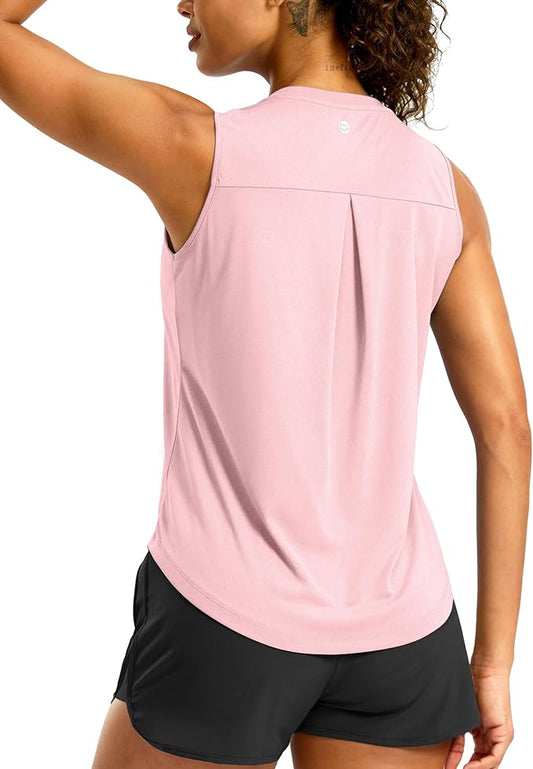 G Gradual Workout Tank Top for Women Sleeveless Athletic Yoga Tops High Neck Quick Dry Running Tennis Sports Shirts for Women