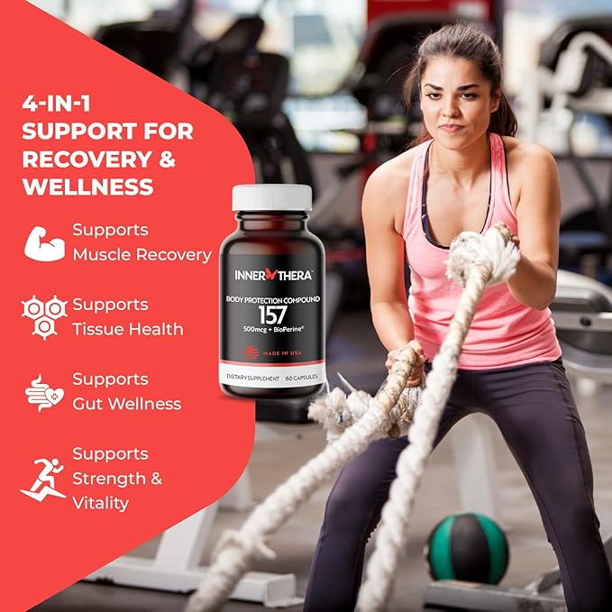 Extra-Strength BP-C 157 Peptide Capsules- 500mcg (Proudly Made in USA) - 2 Month Supply - Muscle Health - Tissue Health - Gut Health - Workout Recovery - Strength and Wellness - 60 Capsules
