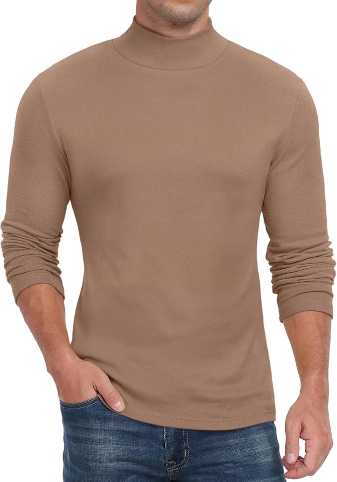 Sailwind Men's Mock Turtleneck Long Sleeve T Shirts Basic Slim Fit Pullover Sweater Thermal Lightweight Tees