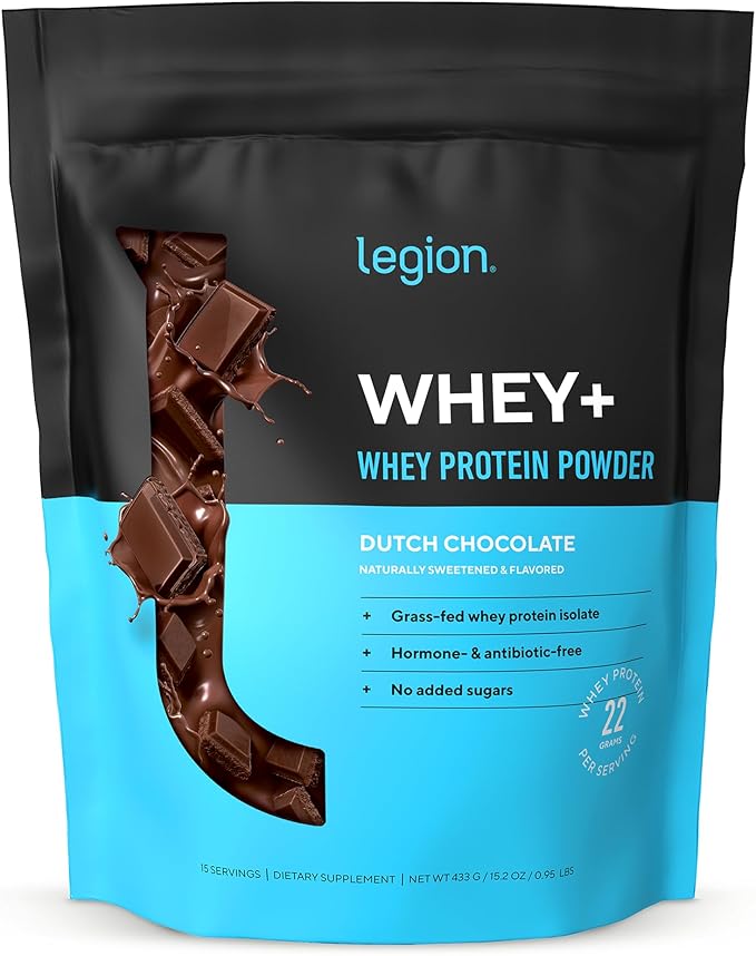 LEGION Whey+ Protein Whey Isolate from Grass Fed Cows - Whey Protein Isolate Powder Low Calorie, Non-GMO, Sugar Free, Lactose and Gluten Free, All Natural Protein Powder for Men & Women (15 Servings)