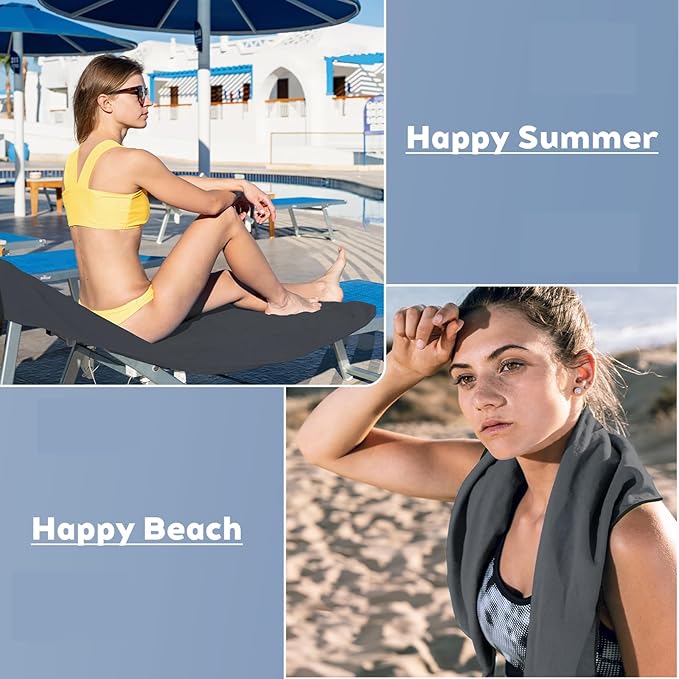 Tian qing Microfiber Towel Set, 2 Piece, Fast Drying, Soft Touch, Lightweight, Multiple Sizes for Beach, Camping,Gym, Hiking,Pool,YogaTravel (Dark Gray, Medium)