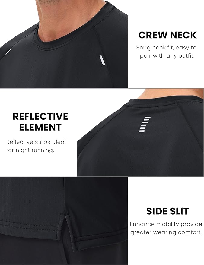 MAGCOMSEN Men's Dry Fit Shirts Mesh Short Sleeve Athletic Lightweight Workout Performance Hiking Shirt