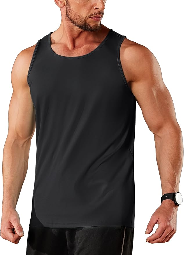 TACVASEN Men's Workout Tank Tops Sleeveless UPF 50+ Summer Sun Shirts Quick Dry for Running Swim Gym Beach