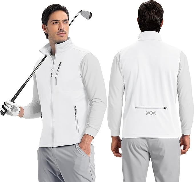 Outdoor Ventures Men's Windproof Softshell Vest Outerwear Lightweight Sleeveless Jacket for Running Golf Hiking Travel