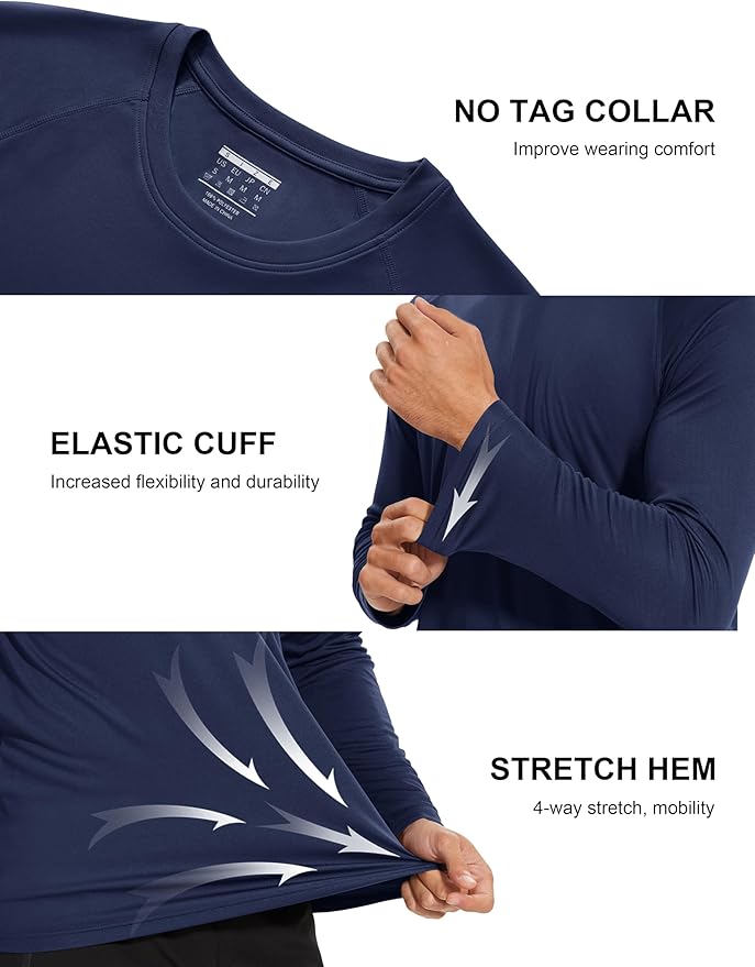 MAGCOMSEN Men's Long Sleeve Shirts UPF 50+ UV Sun Protection Athletic Shirts for Hiking Running Workout Rash Guard
