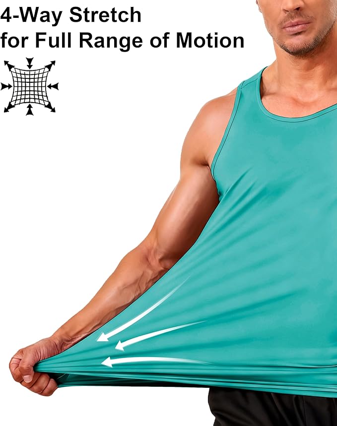 Boladeci Men's Tank Top Workout Athletic Quick Dry UPF 50+ Sun Protection Lightweight Summer Beach Gym Sleeveless Shirts