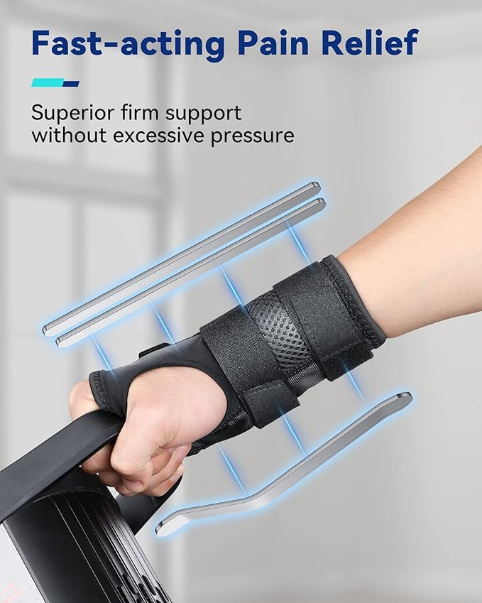 Carpal Tunnel Wrist Brace Night Support with 3 Metal Splints for Sleeping and Soft Thumb Opening, Adjustable Wrist Support Hand Brace for Tendonitis Arthritis Sprains, 1 Unit, Right Hand