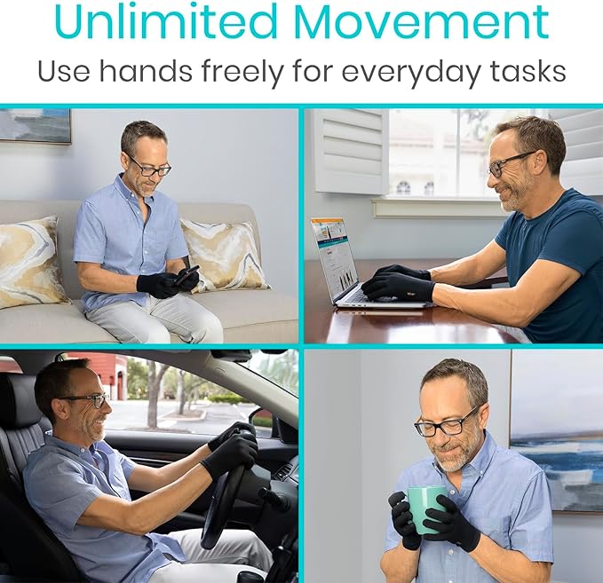 Vive Copper Arthritis Gloves - Full Hand Compression Touchscreen Finger - For Carpal Tunnel, Rheumatoid, Joint Pain, Inflammation - Flexible Wrist and Thumb Pressure Relief for Typing - For Men, Women