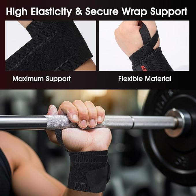 Wrist Wraps for Weightlifting & 21'' Lifting Straps Set for Strength Training, Deadlifting, Powerlifting Gym Straps, Durable Wrist Support for Men & Women