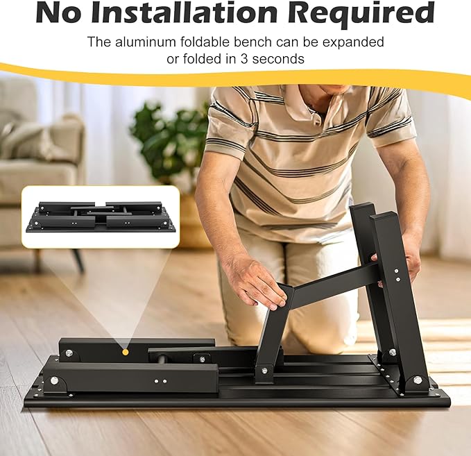 TECSPACE 2-Person Instant Folding Bench, 330 LBS Capacity Lightweight Aluminum Foldable Bench, No Assembly Required, Sets Up in 3 Seconds