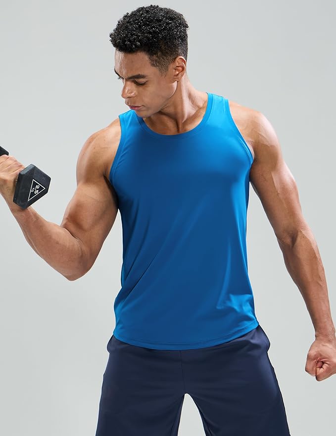 MIER Men's Tank Tops Workout Sleeveless Tee Shirts Muscle Athletic Gym Running Beach Tanks for Men, Quick Dry