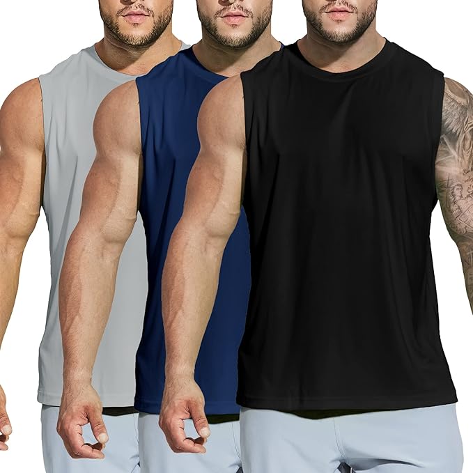 MIER Men's Workout Tank Tops UPF 50+ Swim Shirts Quick Dry Running Sleeveless UV Protection Muscle Tees