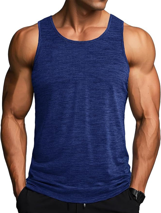 MAGCOMSEN Men's UPF 50+ Tank Top Quick Dry Summer Workout Muscle Sleeveless Shirts for Swim Beach Bodybuilding