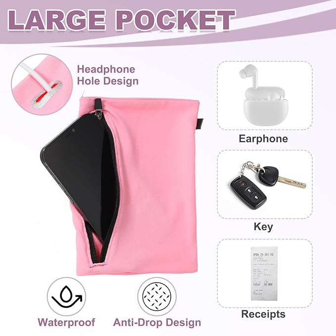 PATIKIL Universal Running Armband Sleeve 6.69"x5.12", Cell Phone Arm Bands Sleeve with Zipper Pocket for Key Earphones Credit Cards Sports Gym Workouts Exercise (XL, Pink)