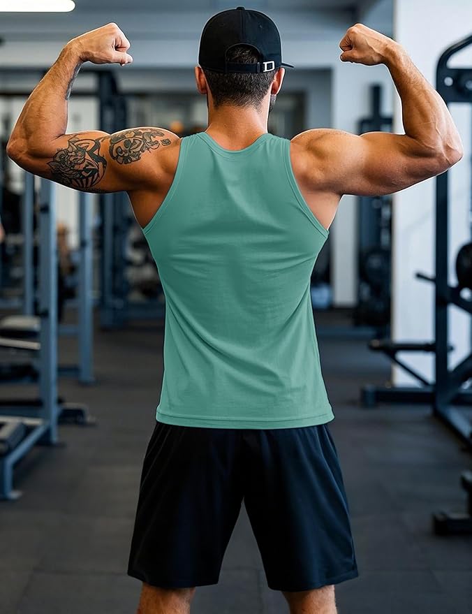 MAGCOMSEN Mens Workout Tank Tops Undershirt Cotton Muscle Athletic Sleeveless Shirts for Gym
