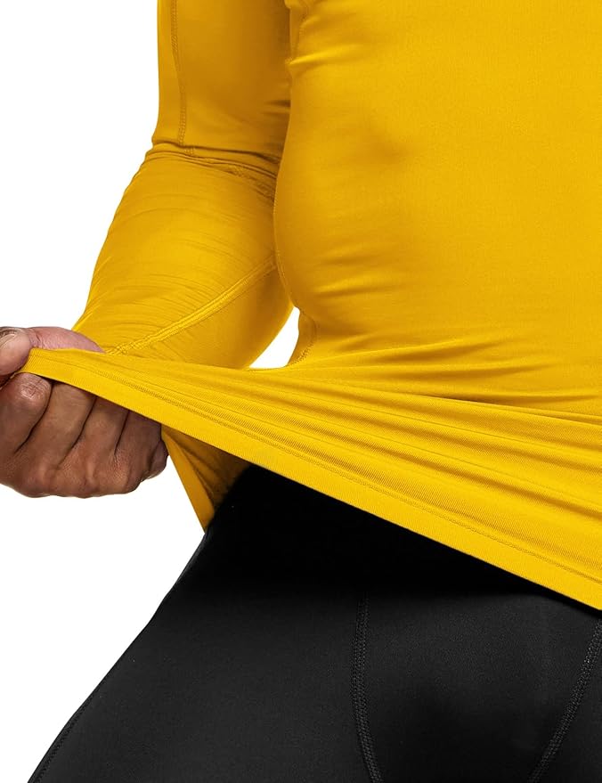 TSLA Men's UPF 50+ Compression Shirts, Cool Dry Long Sleeve Athletic Tops, Sports Baselayer Workout Shirt