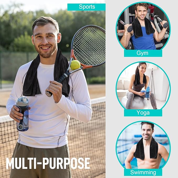 SINLAND Microfiber Gym Towels Sports Fitness Workout Sweat Towel Super Soft and Absorbent 3 Pack 16 Inch X 32 Inch