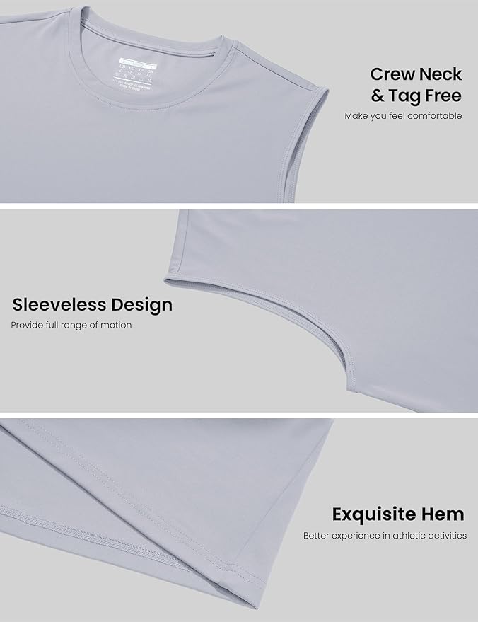 MAGCOMSEN 2 Pack Men's UPF 80+ Tank Tops Quick Dry Workout Gym Sleeveless Muscle Shirts Cooling Summer Beach Swim Shirt