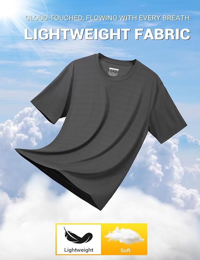 TACVASEN Men's Lightweight Athletic T-Shirts Quick Dry Workout Gym Tops Short Sleeve Running Tee Shirt Performance Activewear