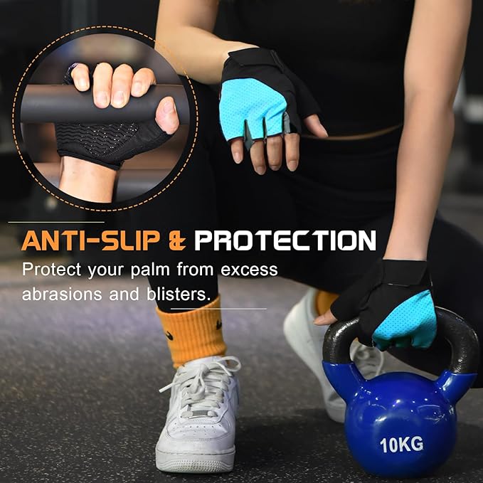 Sunnex Gym Gloves - Fingerless, Breathable Workout Gloves for Weightlifting, Cycling & More