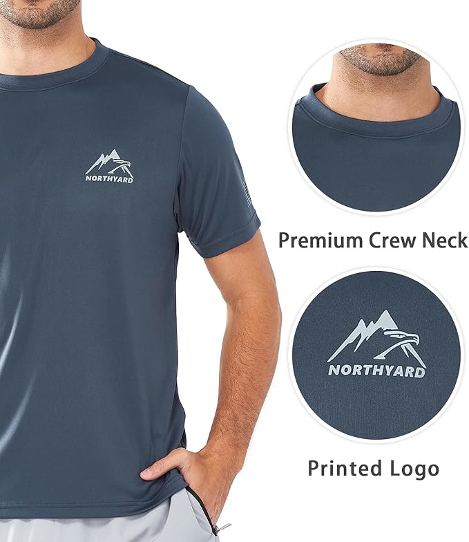 NORTHYARD Men's UPF 50+ Sun Protection Shirts Swim SPF UV Quick Dry Short Sleeve T-Shirts for Athletic Fishing Rash Guard
