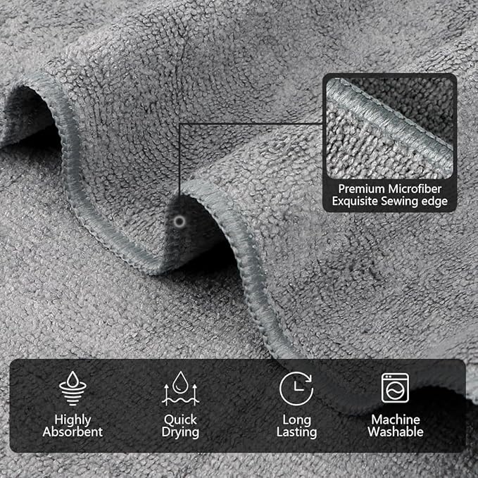 Orighty Gym Towels, Highly Absorbent Sweat Towels, Soft and Quick Drying Gym Towel for Daily Use, Multi-Purpose Towel for Sport, Salon, Spa, Hotel, 16 x 27 Inch, Grey, 6 Pack