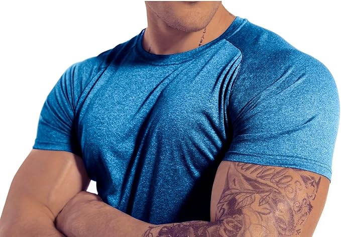Men's 3pack Dry Fit Workout Gym Short Sleeve T Shirt Moisture Wicking Active Athletic Performance Running Shirts