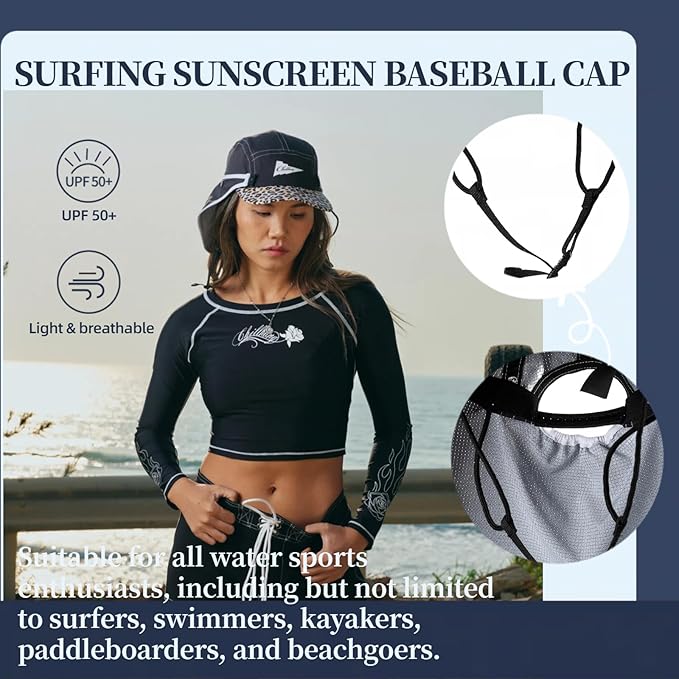 Vintage American-Style Sports Sunscreen Baseball Cap,Outdoor Camping Sunshade Waterproof and Non-Slip Surfing Hat Water Sport