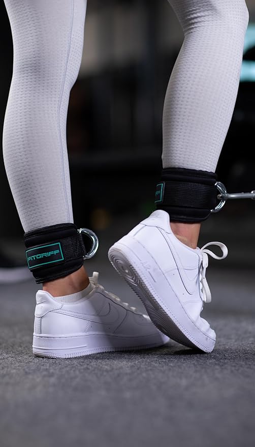 Fitgriff® Ankle Straps V3 for Cable Machine (2 Pieces) - Gym Workout Equipment - Leg Pulley Attachment, Kickback Straps