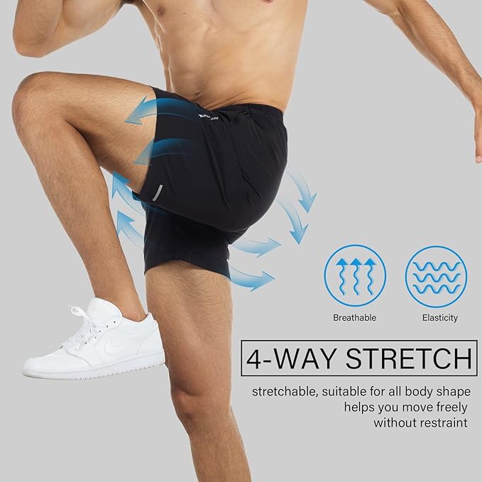 Men's Running Shorts 6" Quick Dry Gym Athletic Workout Shorts for Men with Pockets