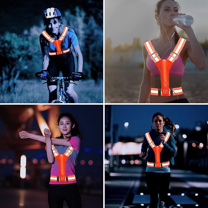 LED Reflective Vest Running Gear, Light Up Running Vest Rechargeable, Safety Night Running Gear for Walking Running Cycling