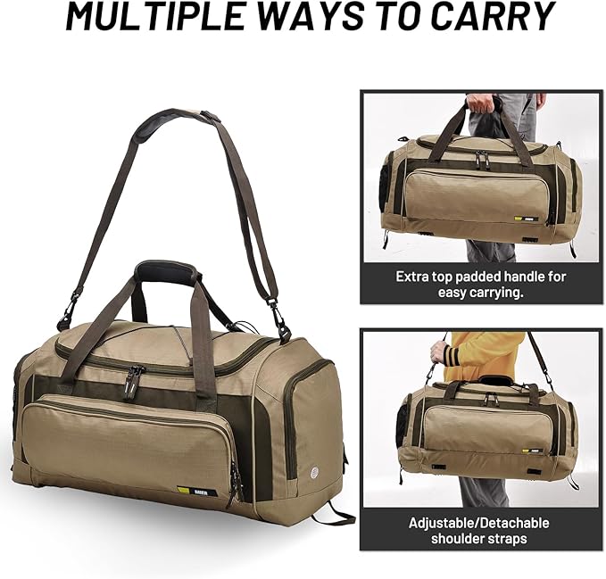 MIER Large Duffel Bag Men's Gym Bag with Shoe Compartment, 60L