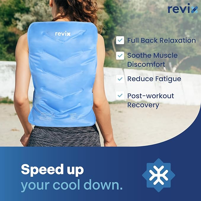 REVIX XXL Full Back Ice Pack Wrap, Reusable Gel Cold Compress for Upper and Lower Back, Long-Lasting Flexible Ice Pack for Muscle Fatigue, Soreness, and Post-Workout Recovery