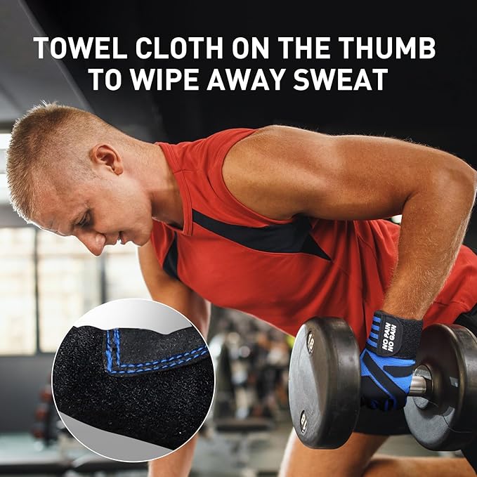 FINGER TEN Weightlifting Workout Gloves Full Half Finger with Wrist Strap Support, Padded Grip for Weight Lifting Gym Fitness Exercise Training Men Male