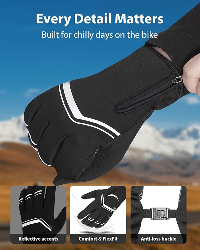 RIGWARL Lightweight Winter Cycling Gloves for Men and Women, Bike Gloves for Men Cycling, Windproof Full Finger Biking Glove