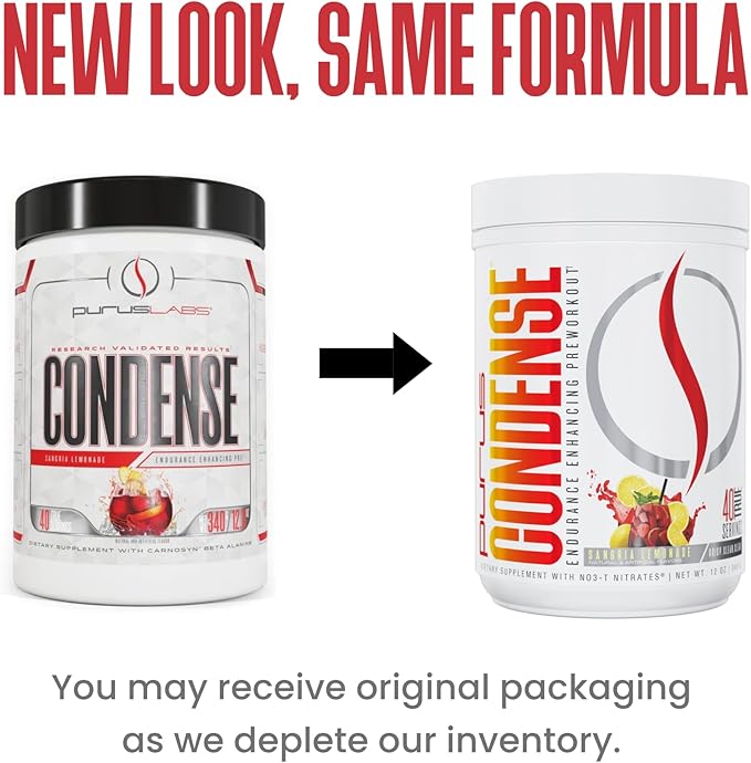 Purus Labs CONDENSE PreWorkout Powder, 40 Servings (Natural Sangria Lemonade)
