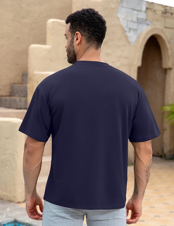 Mens Oversize Short Sleeve T-Shirts Loose Fit Solid Color Lightweight Tee Shirt Athletic Dry Fit Top