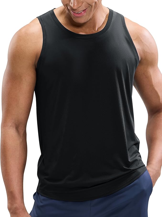 MIER Men's Tank Tops Workout Sleeveless Tee Shirts Muscle Athletic Gym Running Beach Tanks for Men, Quick Dry