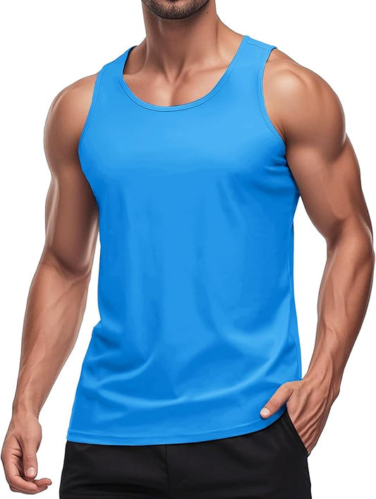MAGCOMSEN Men's UPF 50+ Tank Top Quick Dry Summer Workout Muscle Sleeveless Shirts for Swim Beach Bodybuilding